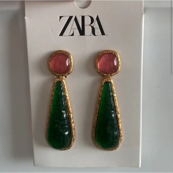 NWT Zara Resin Drop Earrings - Picture 2 of 10